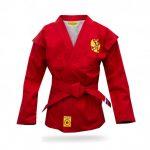 куртка для борьбы самбо Крепыш JUNIOR облегченная для детей, красный цвет