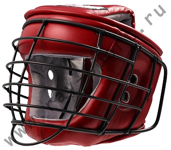 Шлем для армейского рукопашного боя с металлической решёткой красный